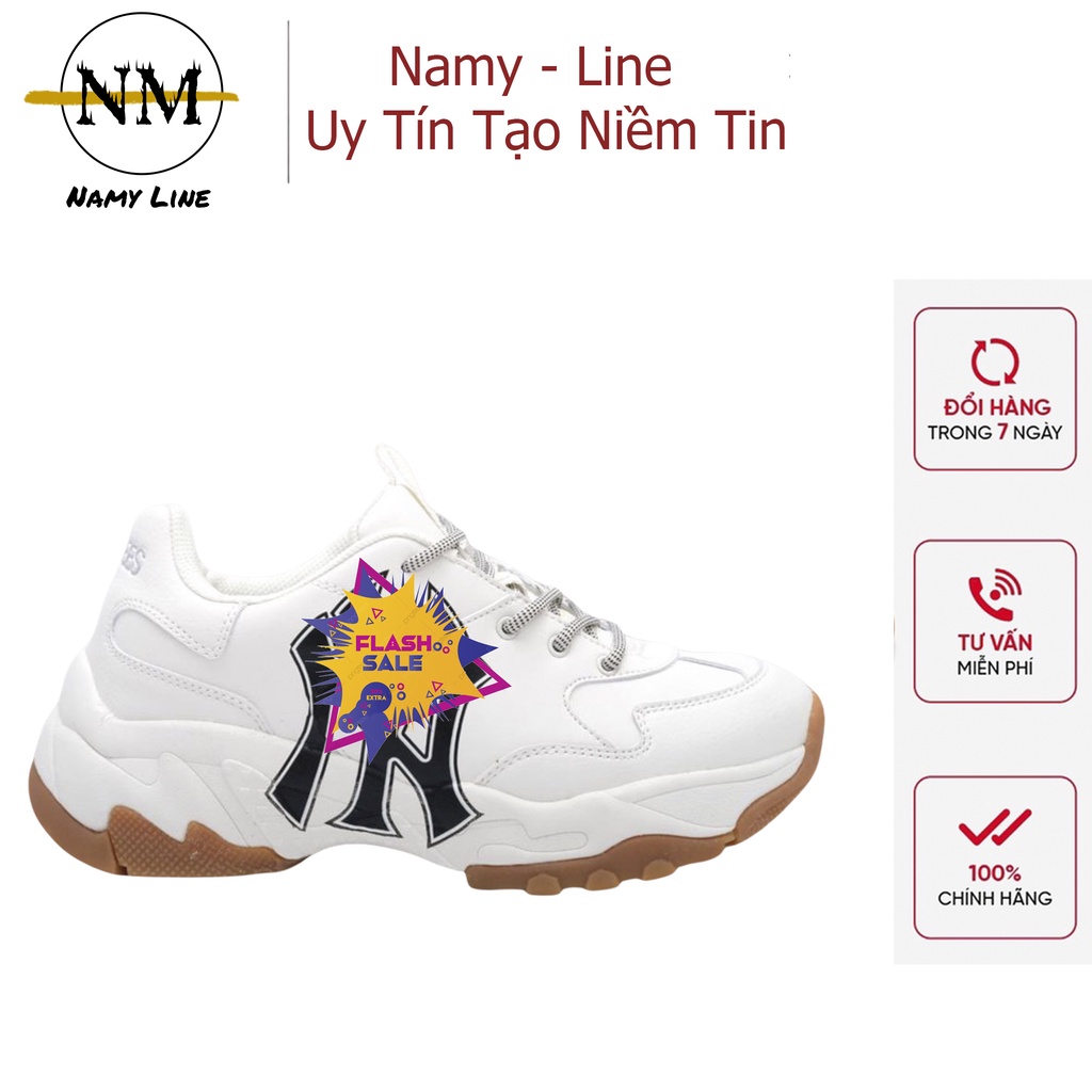Giày NY chữ đen, Giày Sneaker NY Da Bò Cao Cấp Đế Cao Tăng Chiều Cao Full Box Bill.-Namy Line-