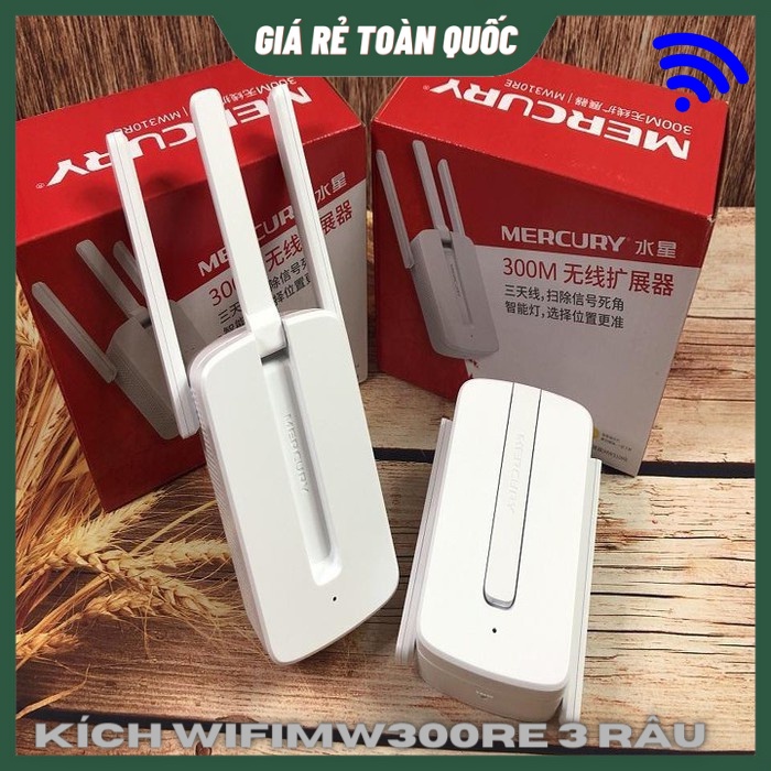 Bộ Kích Sóng, Mở Sóng Wifi Mercusys MW300RE 3 Râu- Hàng Chính Hãng