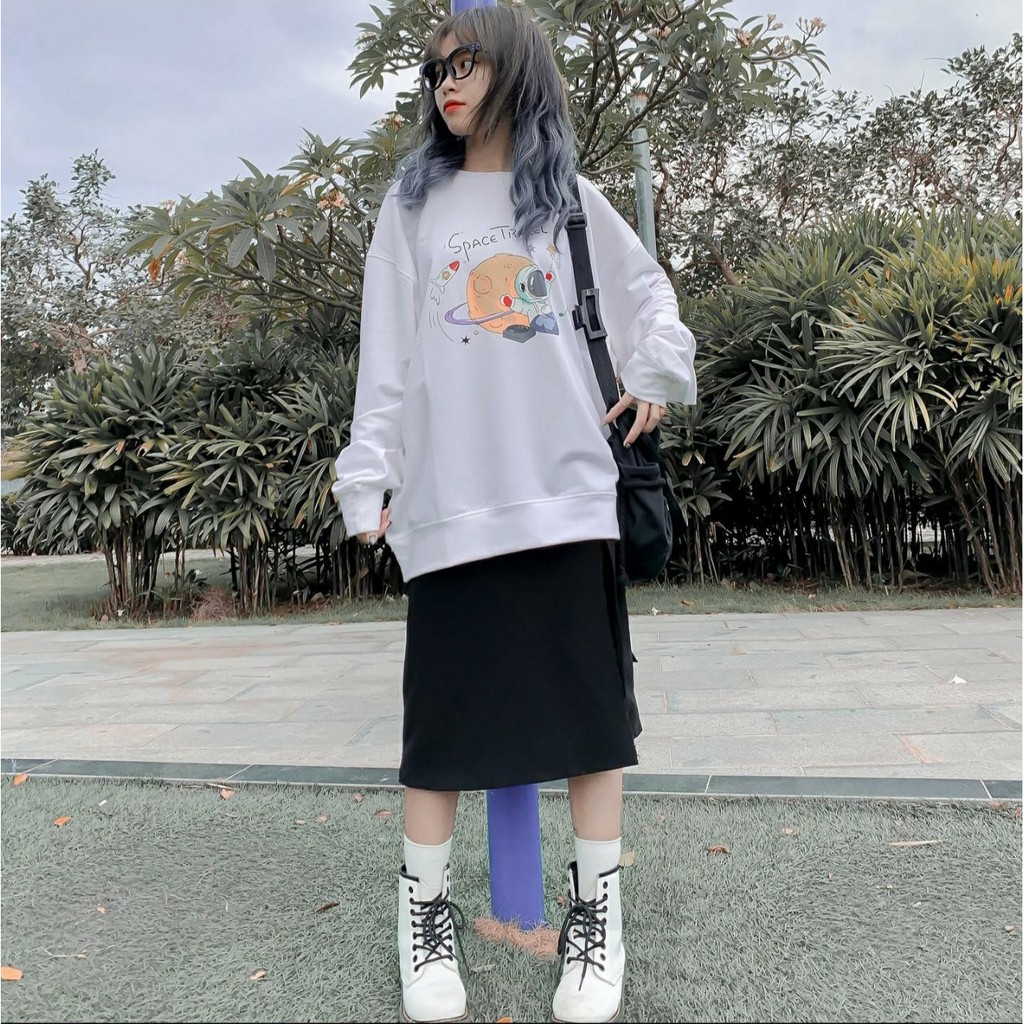 [Mã FATHANG5 giảm 10K đơn 50K] Áo Sweater Nỉ SPACE TRAVEL Form Rộng Ulzzang (Ảnh Thật)