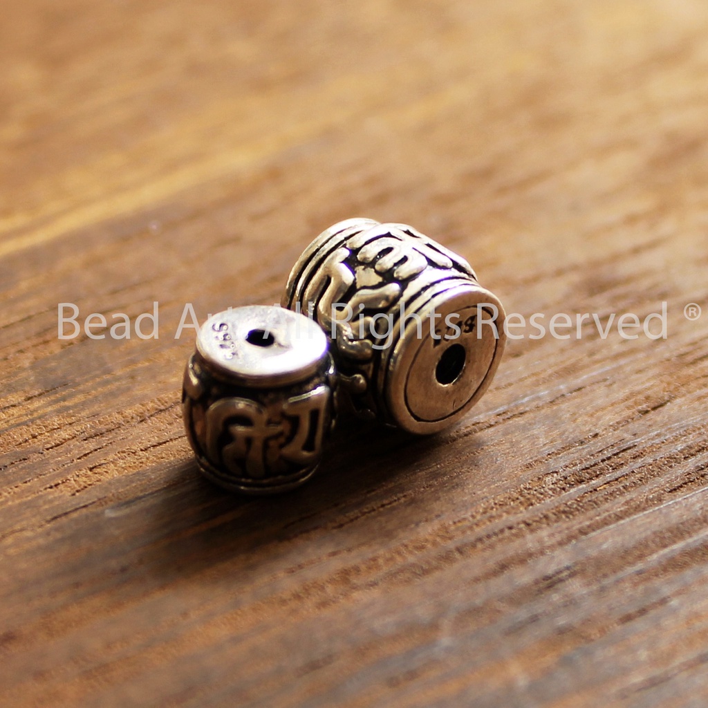 [1 Cái] Charm Cách Khắc Lục Tự Chú OM MANI PADME HUM Bạc 925, Phối Vòng Tay, Chuỗi Hạt, Trang Sức Phong Thuỷ S50