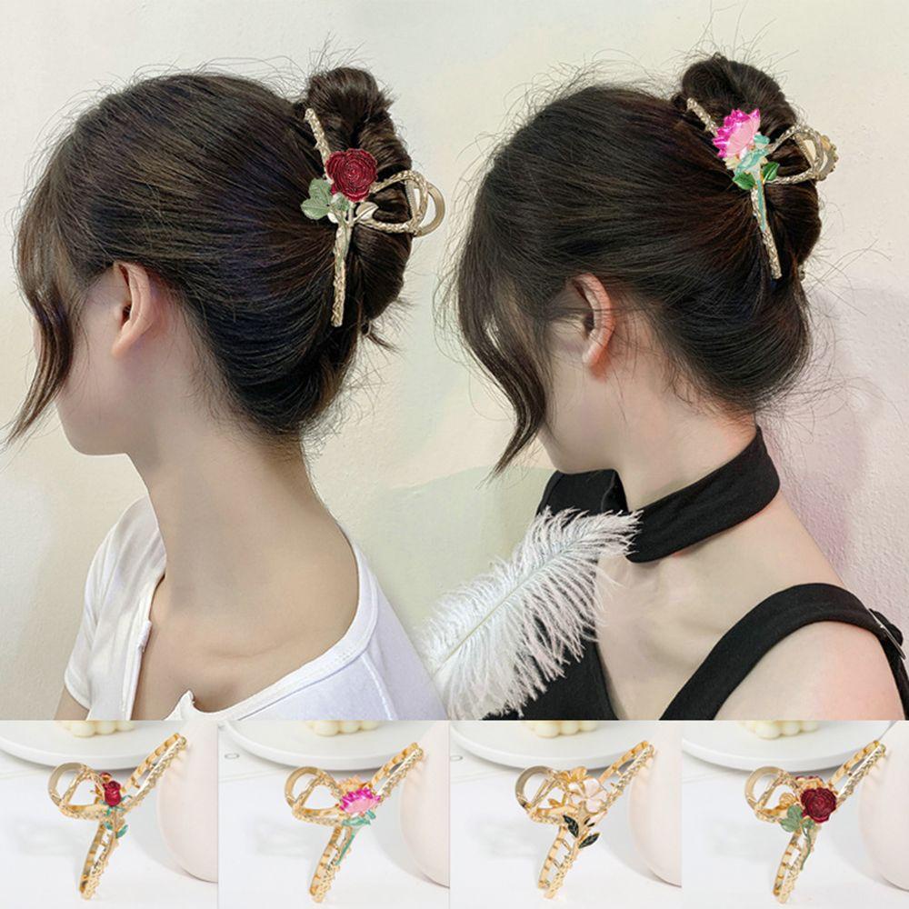 ORIENTLII 1 PC Women Hair Barrettes Fashion Metal Flowers Hollow Out Headwear