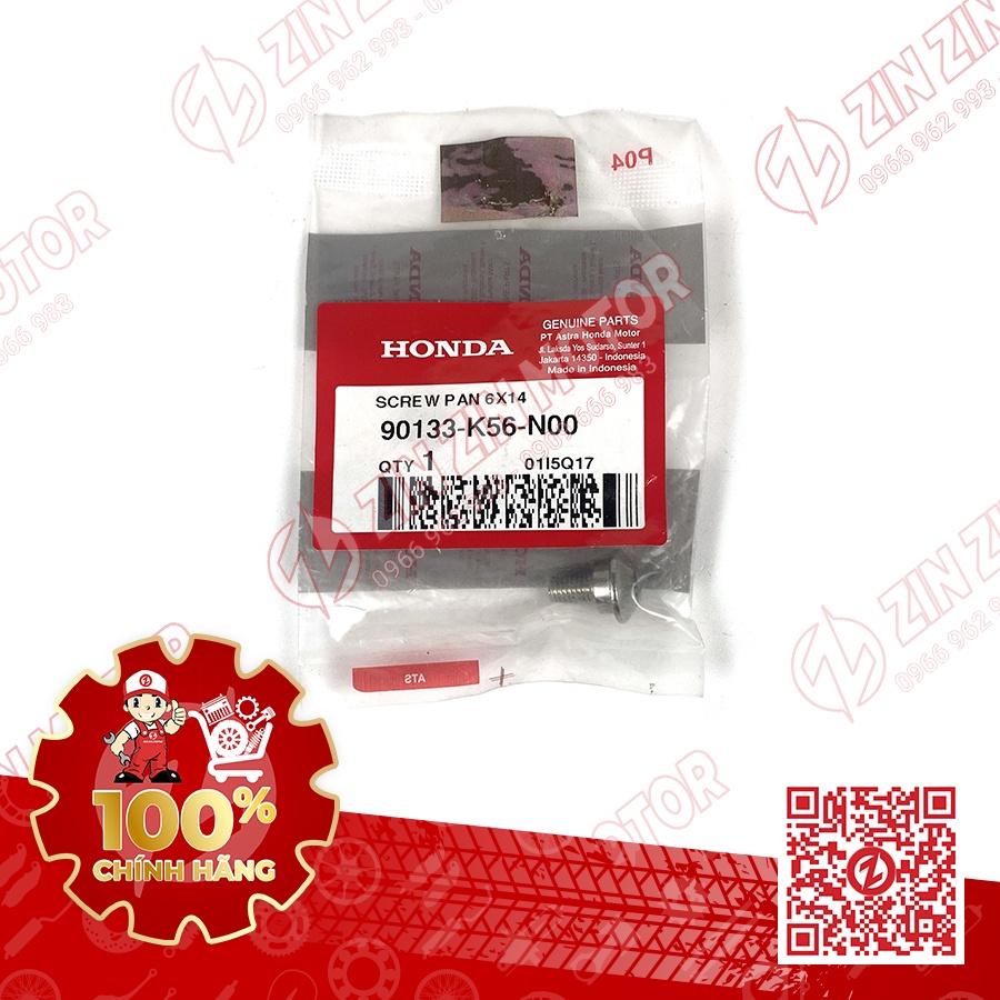 Ốc 6x14 dè trước Sonic 150R K56 Winner Supra GTR K56F Supra GTR K56W 90133K56N00 chính hãng Honda Indonesia