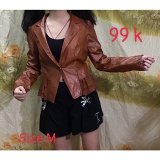 Áo khoác da màu nâu . Thiết kế sang trọng ,Size S