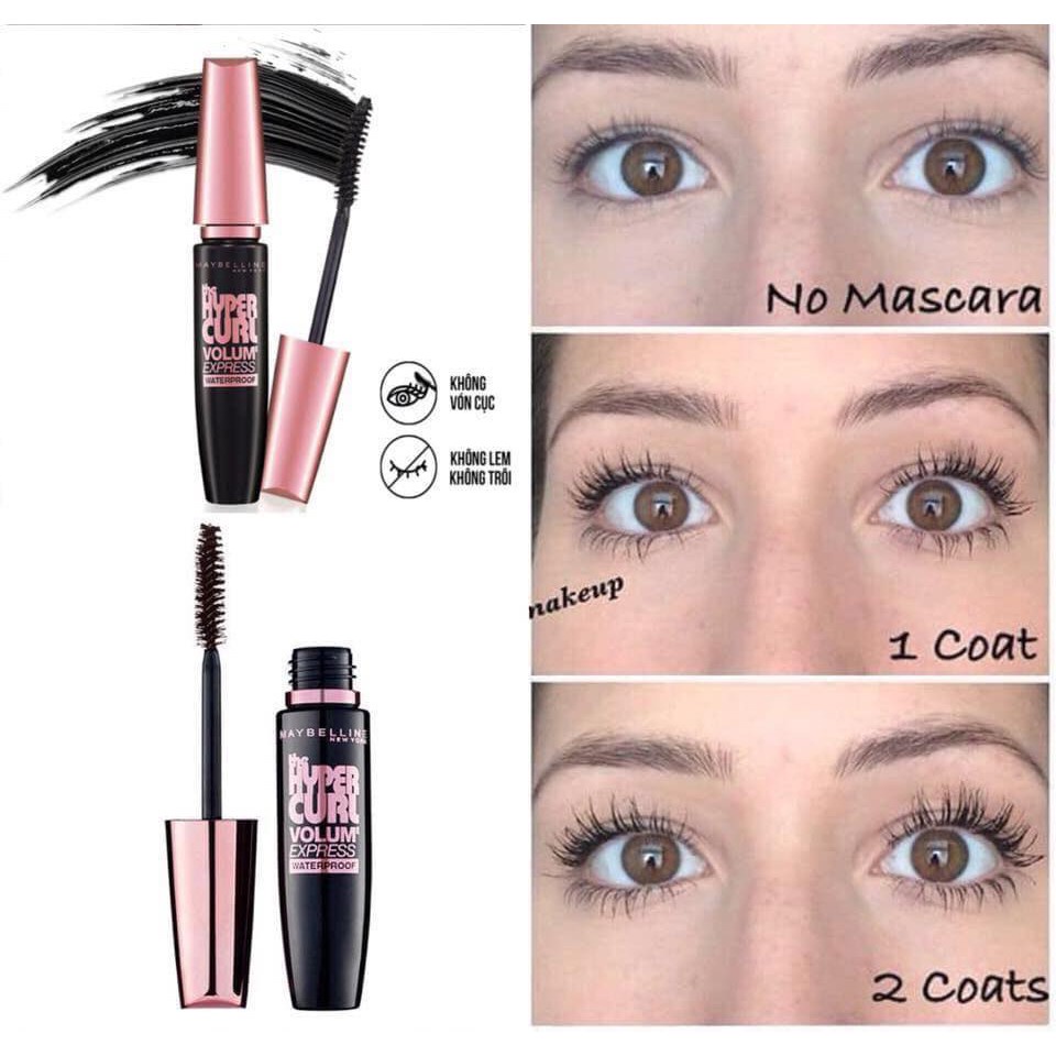Mascara Maybelline The Hyper Curl Mascara Waterproof . Có sẵn