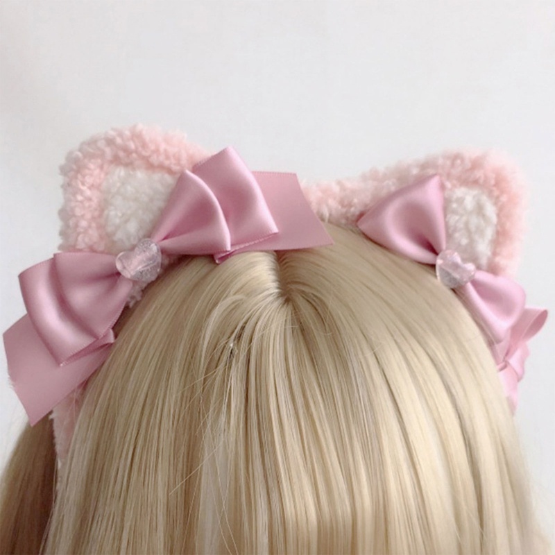 Băng Đô Tai Mèo Đính Nơ Dễ Thương Dùng Rửa Mặt / Trang Trí Tiệc