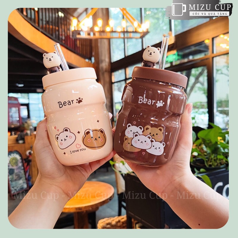 Bình nước gốm sứ cao cấp hình gấu Bear dễ thương |Mizu