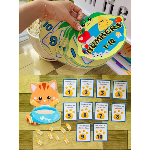Combo học số, bộ bóc dán học số cho bé