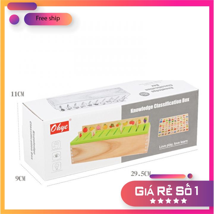Đồ chơi phát triển trí tuệ-bộ thả hình phân loại theo nhiều chủ đề bằng gỗ cho bé