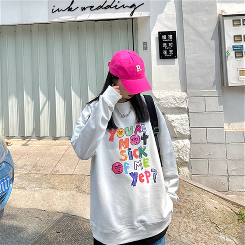 NRVP Áo Hoodie Dáng Rộng Thời Trang Hàn Quốc Đơn Giản Cá Tính Cho Nữ