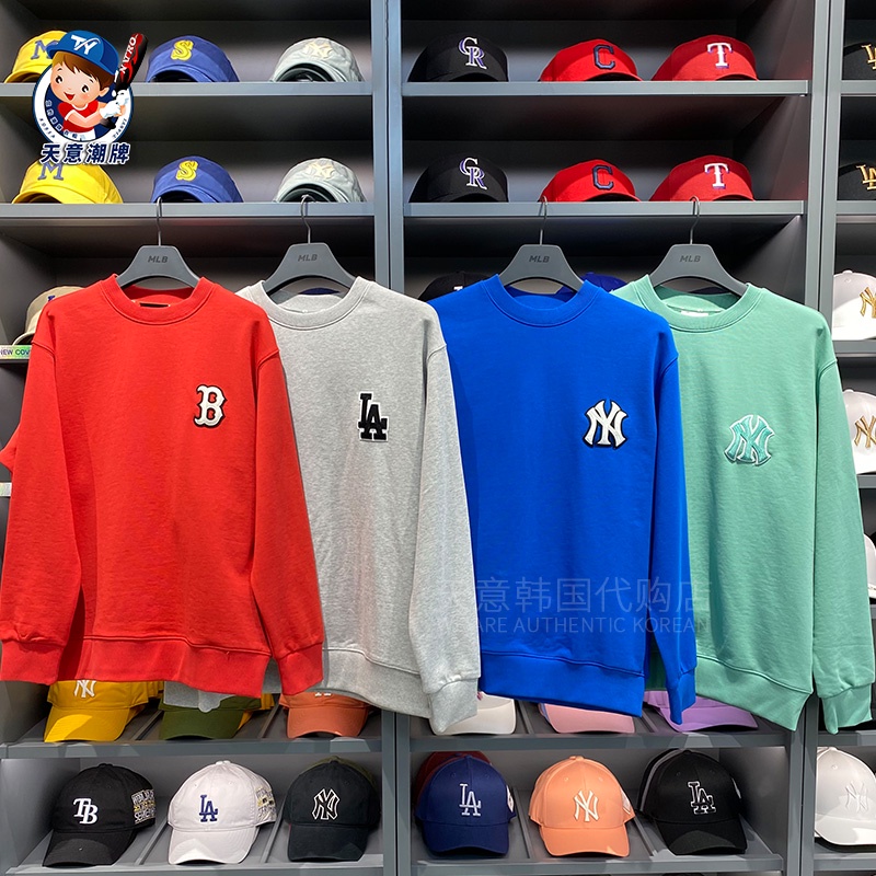Áo thun cổ tròn dáng rộng in chữ MLB mới phong cách Trung Quốc