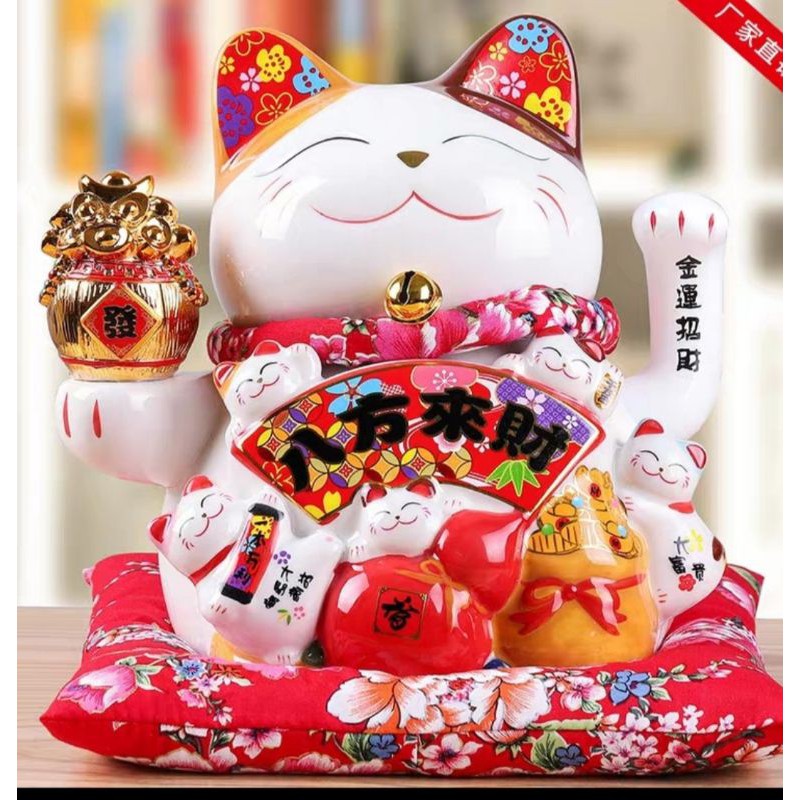 Mèo thần tài. Vẫy tay. Cao 23cm Thiên Kim vạn lượng.