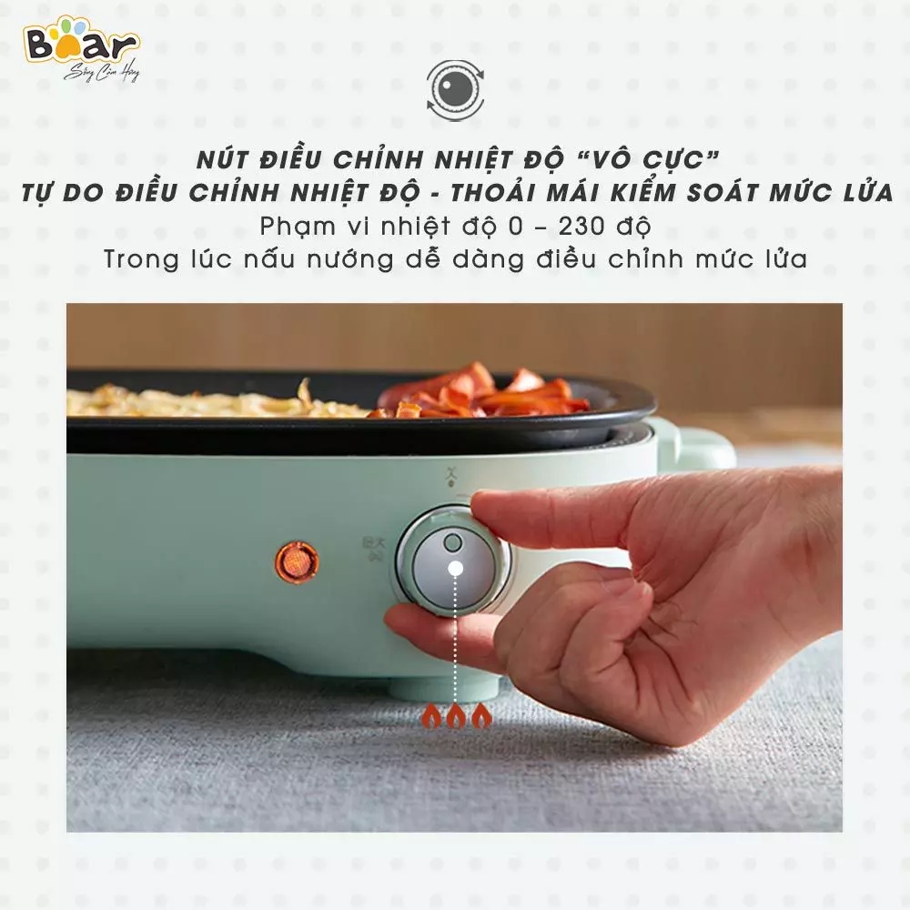 Bếp điện- nồi nướng lẩu đa năng Bear DHG-C40D5 3 khay tháo rời 1200W , bảo hành 12 tháng