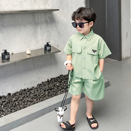 Đồ bộ cộc tay cao cấp Magickids cho bé trai 12-34kg áo sơ mi quần đùi Hàn Quốc Quần áo trẻ em mùa hè BR22016