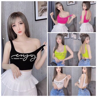 Áo Thun hai dây croptop in
