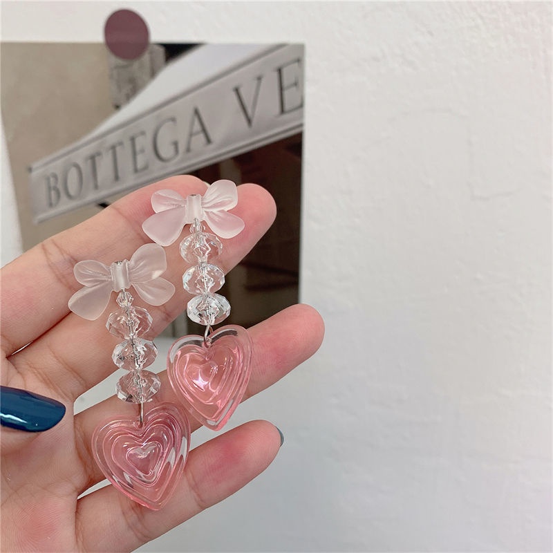 Bông Tai Dáng Dài Đính Ngọc Trai Hình Trái Tim Dễ Thương Phong Cách Hàn Quốc Cho Nữ