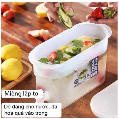 Bình Nước 3,5l Có Vòi,Bình Nước Detox Để Tủ Lạnh Tiện Dụng Cao Cấp