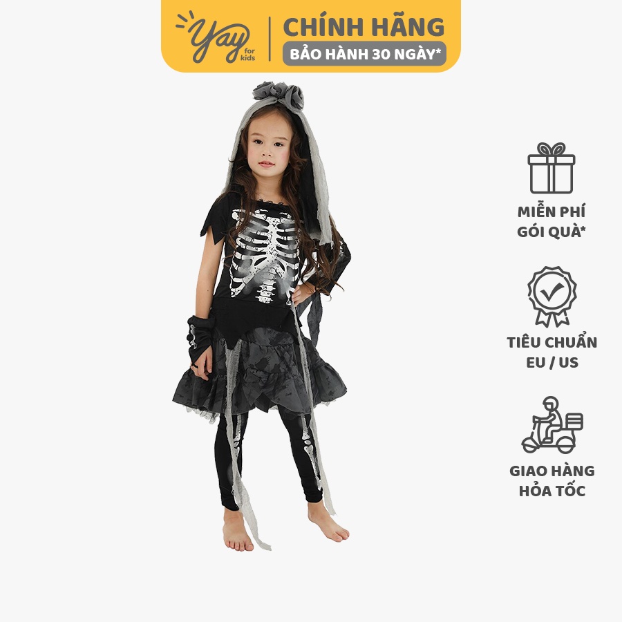 Đồ hóa trang trẻ em - Váy cô dâu ma 1 | Girls Skeleton Bride - FT22114 - Yay