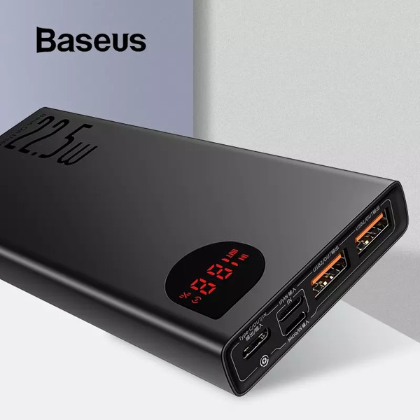 Pin dự phòng sạc nhanh Baseus Adaman Metal Digital Display Quick Charge (10000mAh, 20000mAh, 22.5W QC3.0) BH 1 đổi 1