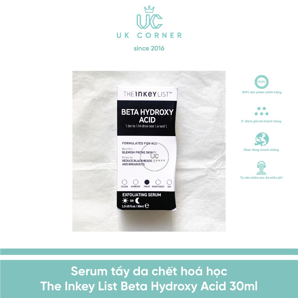 Serum tẩy da chết hoá học The Inkey List Beta Hydroxy Acid 30ml