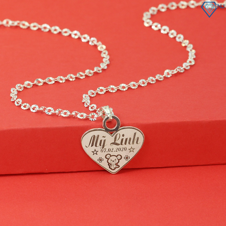 Vòng cổ bạc cho bé gái hình trái tim khắc tên DCT0075 Trang Sức TNJ