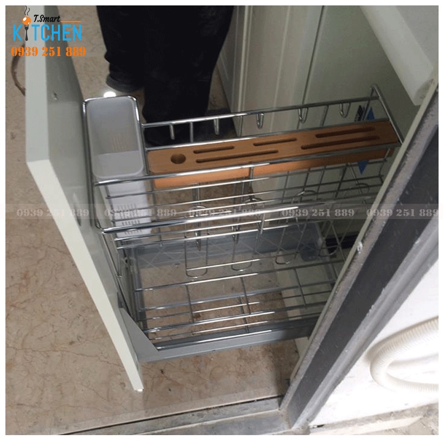 Kệ đựng gia vị Higold 306041 inox 304 cho tủ 400mm - Phụ kiện tủ bếp dưới