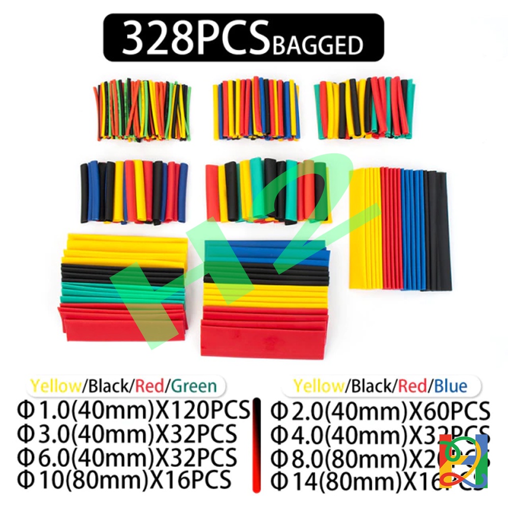 Bộ ống gen nhiêt, tui co nhiệt cách điện, nhiều màu, nhiều cỡ, các kích cỡ 328pcs, 530pcs, 580pcs
