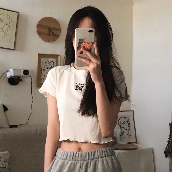 Áo Thun Nữ NgắN Tay Thêu HìNh BướM Xinh XắN Cho Nữ áo phông nữ JL-TX-93