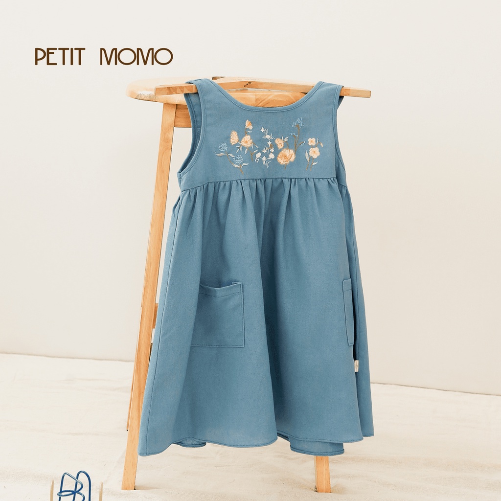 Váy 3 Lỗ Điệu Đà Cho Bé Gái (1 - 6 Tuổi) Petit Momo Màu Sắc Chất Liệu Vải Thô Siêu Mát Hoạ Tiết Hoa Nhí Thêu Ngực H149