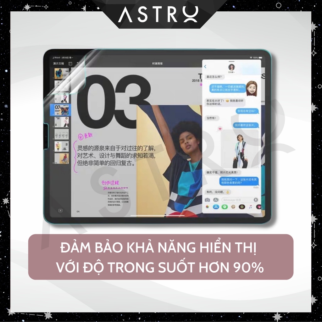 [ASTRO Paperlike] Miếng dán màn hình Paperlike Nhật Bản Hồng chống vân tay cho iPad Pro 11 Air 4 5 Gen 7 8 9