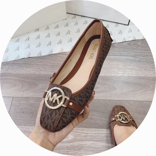 Giày bệt Mk super sale mũi vuông cao cấp Full box ( Kem trắng, Nâu đỏ )