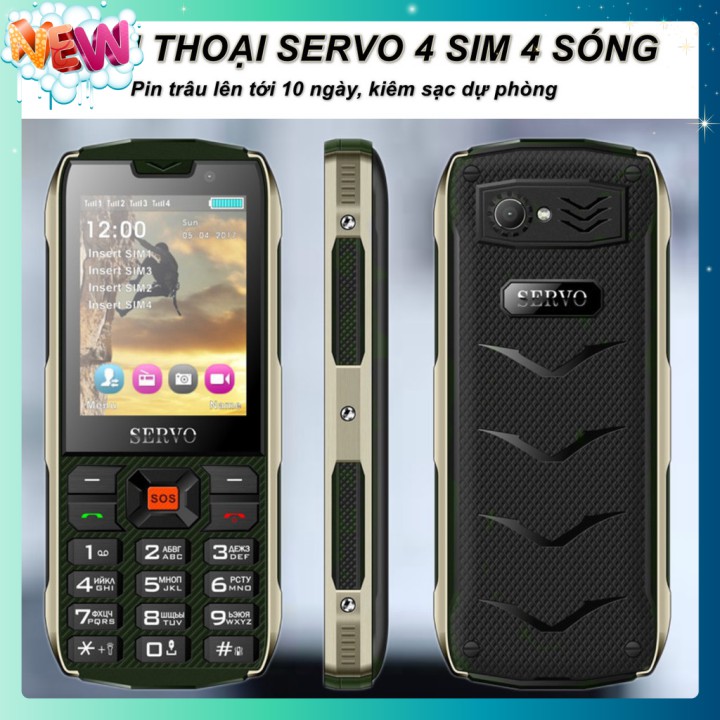 🇳 🇪 🇼 ĐIỆN THOẠI SERVO 4 SIM 4 SÓNG (DÙNG NUÔI SIM PHỤ VÀ SẠC DỰ PHÒNG) ®️