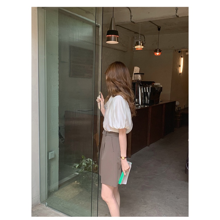 Áo Sơ Mi Tay Ngắn Phồng Kiểu retro Pháp Thiết Kế Ngọt Ngào Cho Nữ