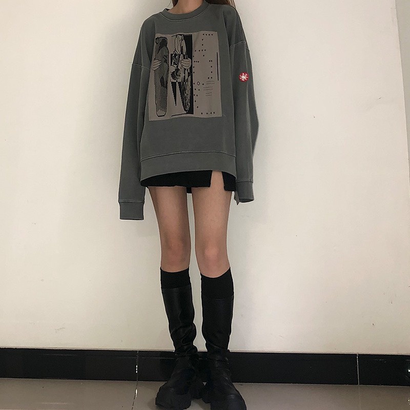 [ ẢNH THẬT ] ÁO SWEATER NỈ XÁM ULZZANG FORM RỘNG (ẢNH THẬT Ở CUỐI)