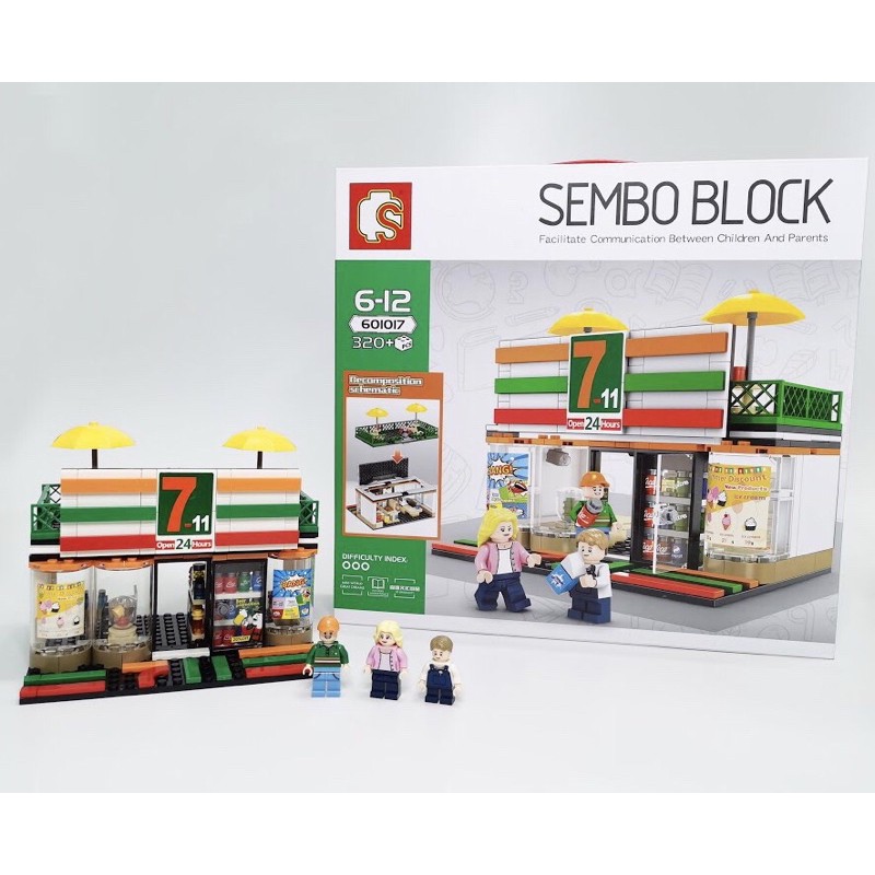 Có sẵn Lắp Ráp Sembo Block 601017 Cửa Hàng Tiện Lợi 24h 7-Eleven 320pcs+ NoBrandABS