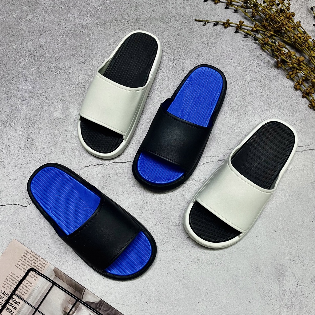 Dép quai ngang thời trang unisex phối màu đơn giản trẻ trung siêu êm chân đi nước thoải mái - TT394