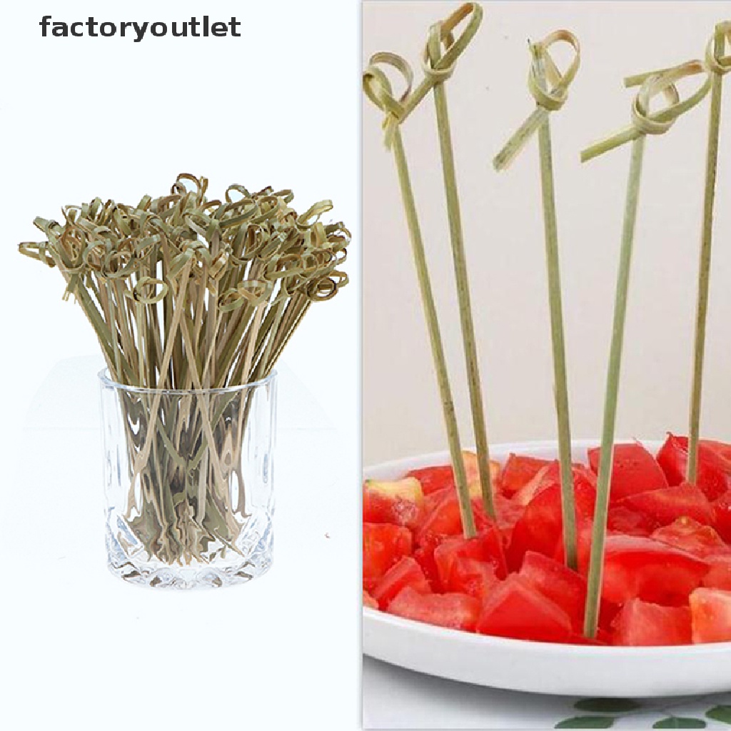 Set 100 xiên tre trang trí cocktail đồ ăn vặt BBQ đuôi xoắn thắt nút dùng một lần dành cho tiệc tùng câu lạc bộ