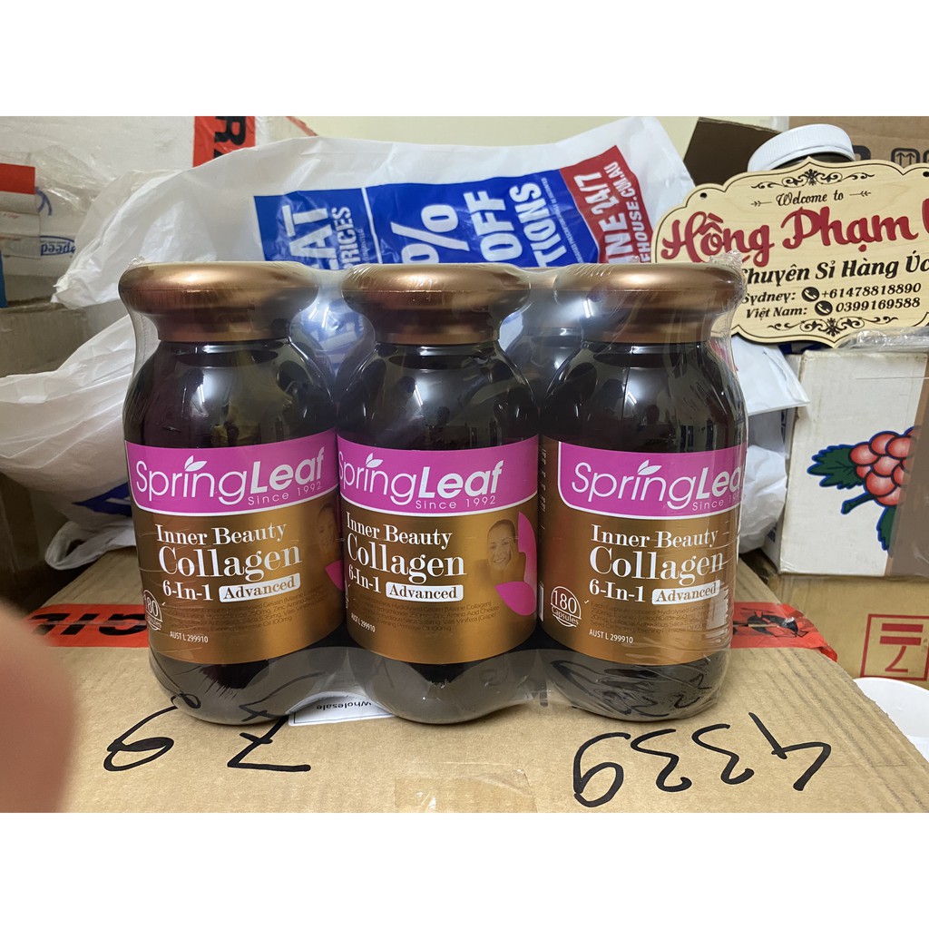 Viên uống bổ sung COLLAGEN: SpringLeaf Inner Beauty Collagen 180v - Date 20/03/2024