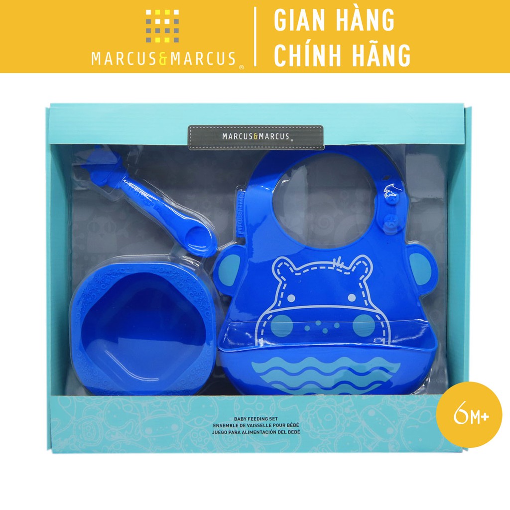 Bộ đồ dùng ăn dặm silicon Baby Marcus & Marcus, cho bé từ 6 tháng - Lucas