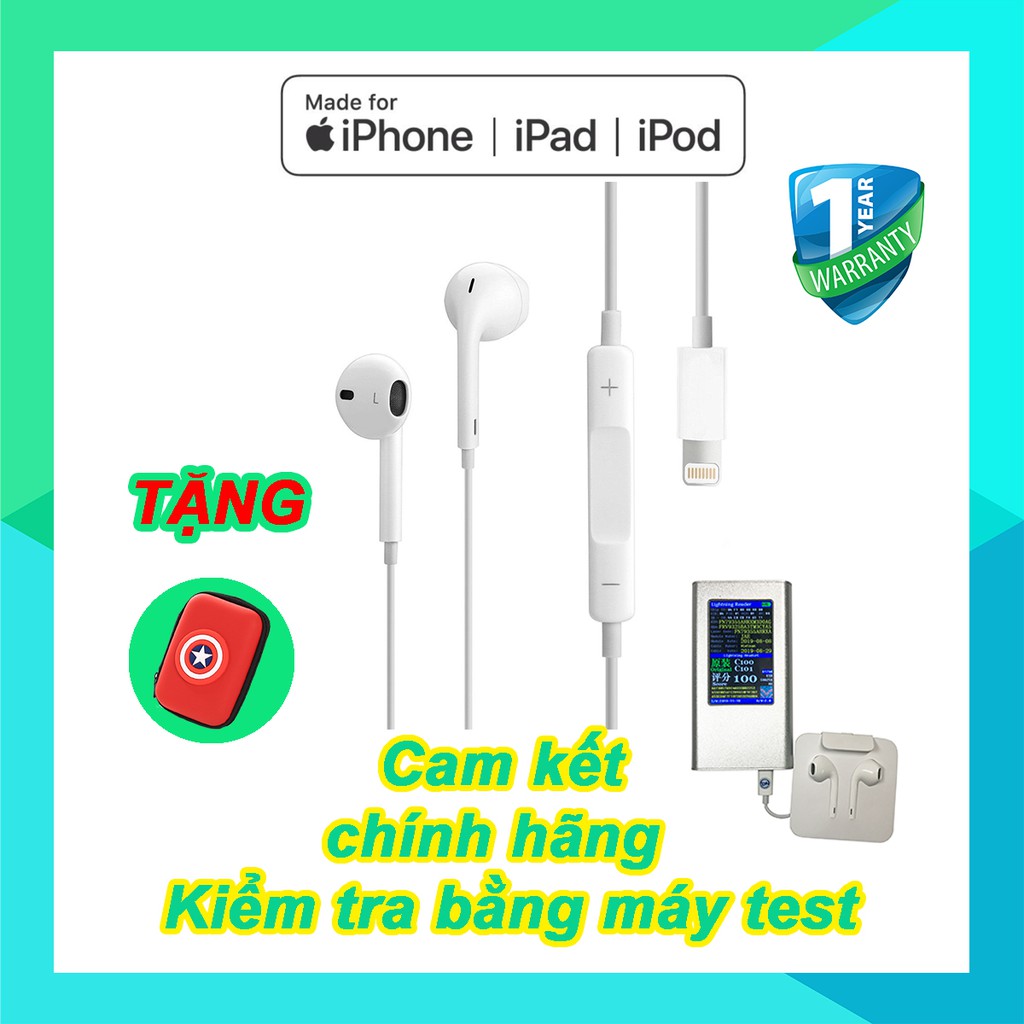 Tai nghe iPhone 7/8/X/11/Pro Max Cam kết zin bóc máy - kèm hộp đựng tai nghe