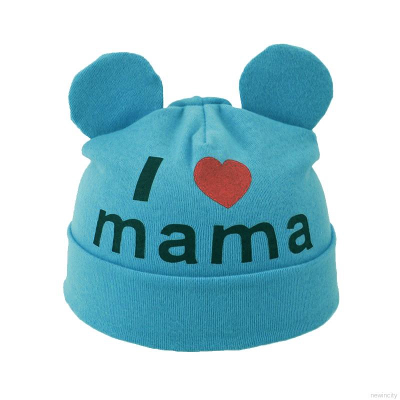 Nón trùm đầu in chữ I LOVE MAMA xinh xắn dành cho bé