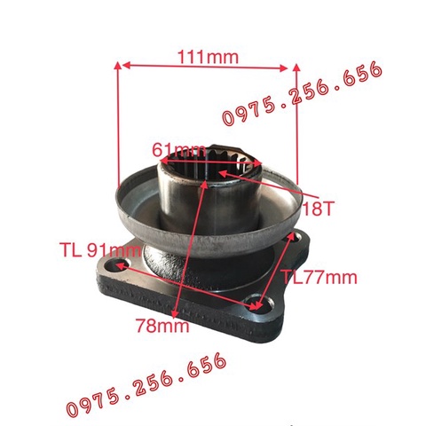 Mặt Bích quả dứa EQ140 18T cổ phớt F62 4 lỗ bắt tâm lỗ 77-92 cao 76 phụ tùng ô tô Phụ tùng Hùng Lỳ