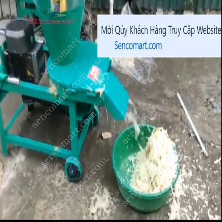 Máy băm lát,mịn cỏ voi,cây chuối 2 lưỡi dao to có bánh xe đẩy tiện lợi