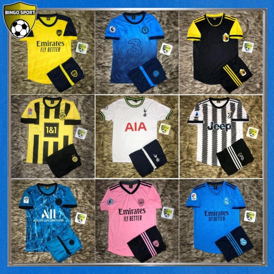 Quần Áo Bóng Đá TOTTEN, VIỆT NAM, JUVE, ARSENAL, REAL, CHELSEA, BỈ, ĐỨC Thun Lạnh Logo Thêu Nổi BINGO SPORT ⚡ Đẹp
