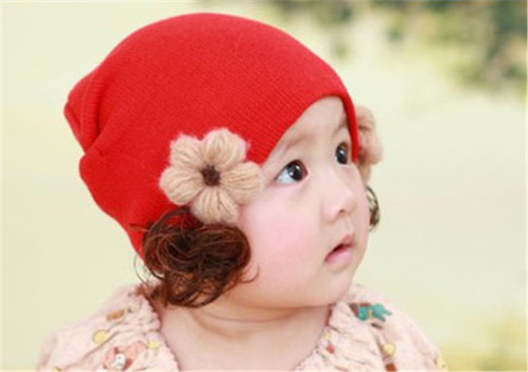 Mũ Len Đính Tóc Giả Dễ Thương Cho Bé 1-2 - 3 Tuổi