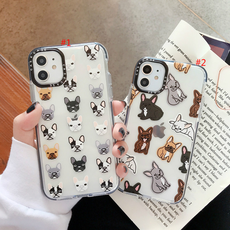 Couple Shell Phone Case Ins Personality Creative Cartoon French Bulldog for iPhone12 Iphone11PROMAX X XSMAX XR I8/SE2 Iphone7plus Soft Case iPhone Casing