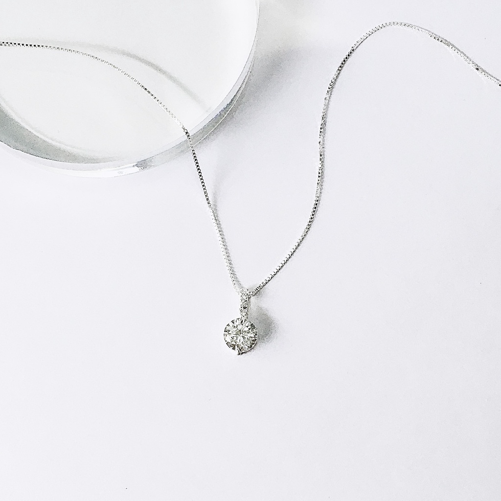 Dây chuyền bạc ATJ9075 crystal round face kiểu tròn đính đá ANTA Jewelry