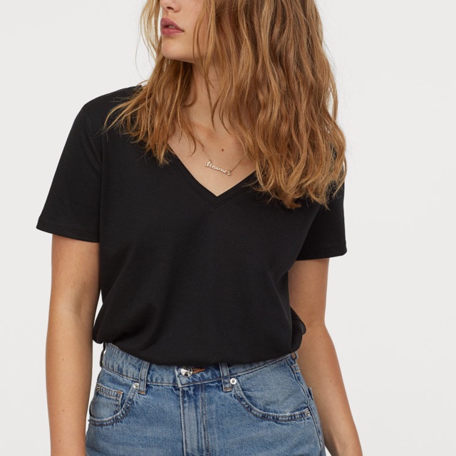 Áo phom cổ tim h&m japan
