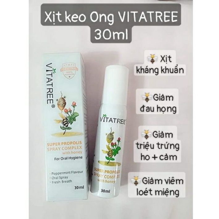 Xịt keo ong vitatree Super Propolis Úc 30ml mẫu mới date 2024