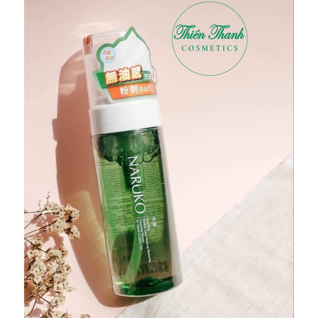 Tẩy Trang Dạng Bọt Cho Da Dầu Mụn NARUKO Tràm Trà 150ml - Tea Tree Blemish Clear Makeup Removing Cleansing Mousse