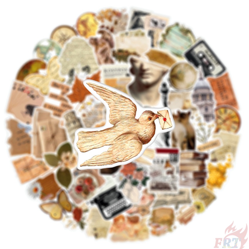 ❉ Điều trị gia tăng. Hình Dán Nghệ Thuật Cổ Điển 01 Sticker ❉ Bộ 50 Miếng Dán Chống Thấm Nước Thời Trang